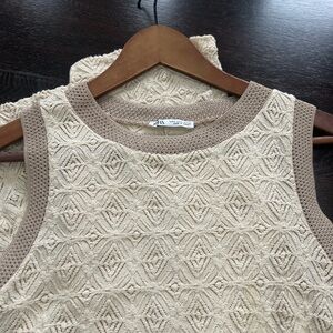 Zara Cream Textured Maxi Dress